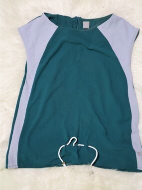 Colorblock Teal and Light Gray Sleeveless Top